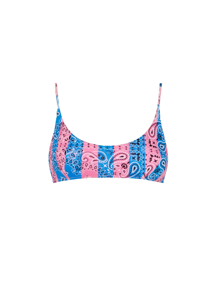 Woman bralette with striped bandanna print