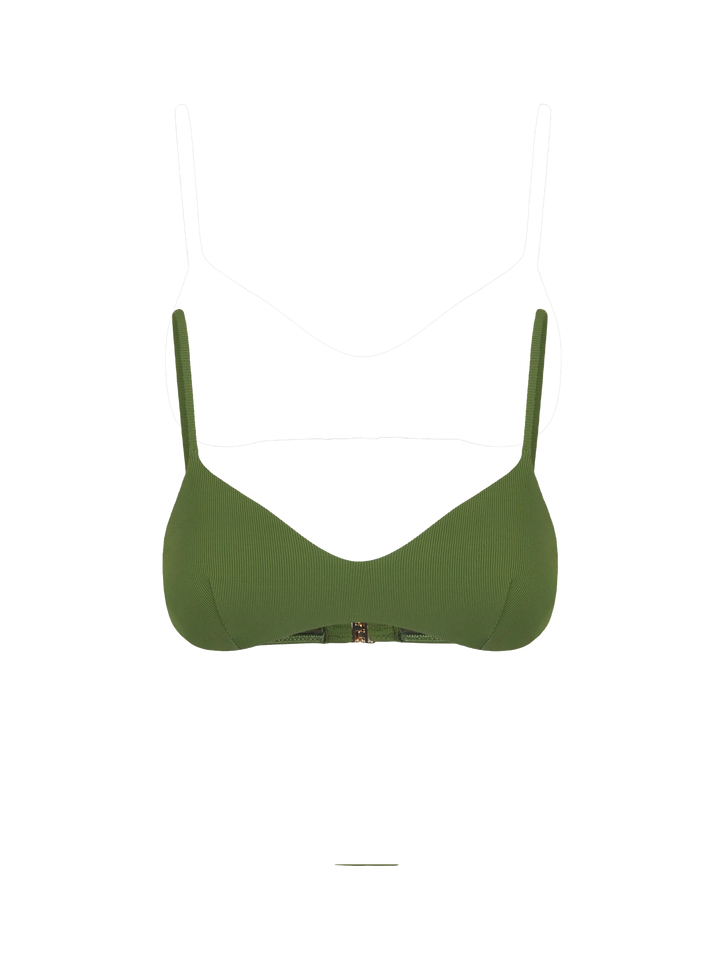 Military green ribbed top bralette