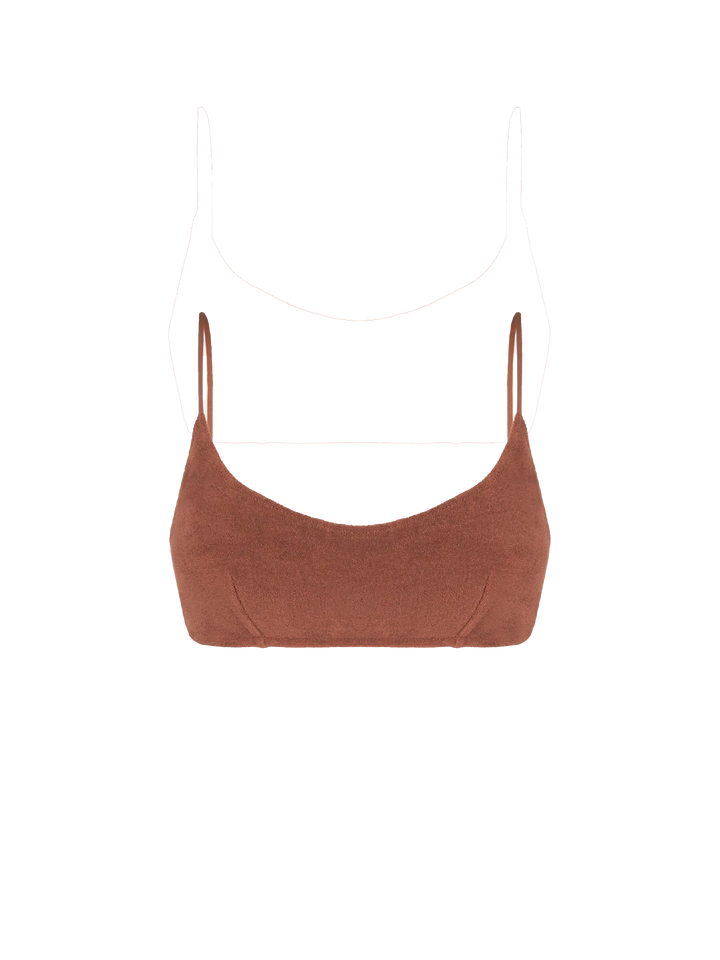 Woman terry brown bralette swimsuit