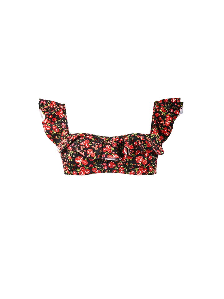 Ruffled bandeau top with flower print - MC2 Saint Barth