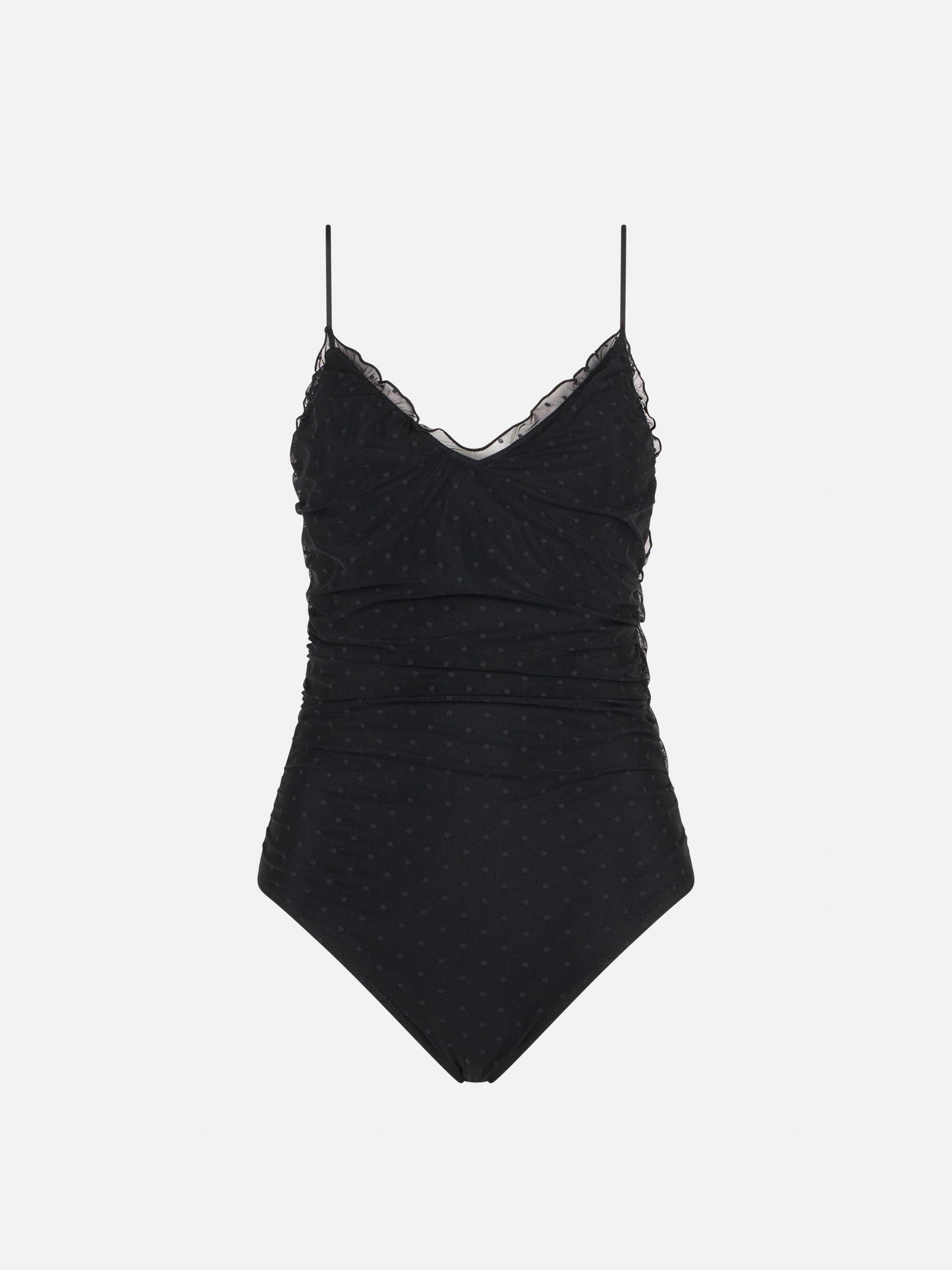 Black one piece swimsuit Francoise with tulle