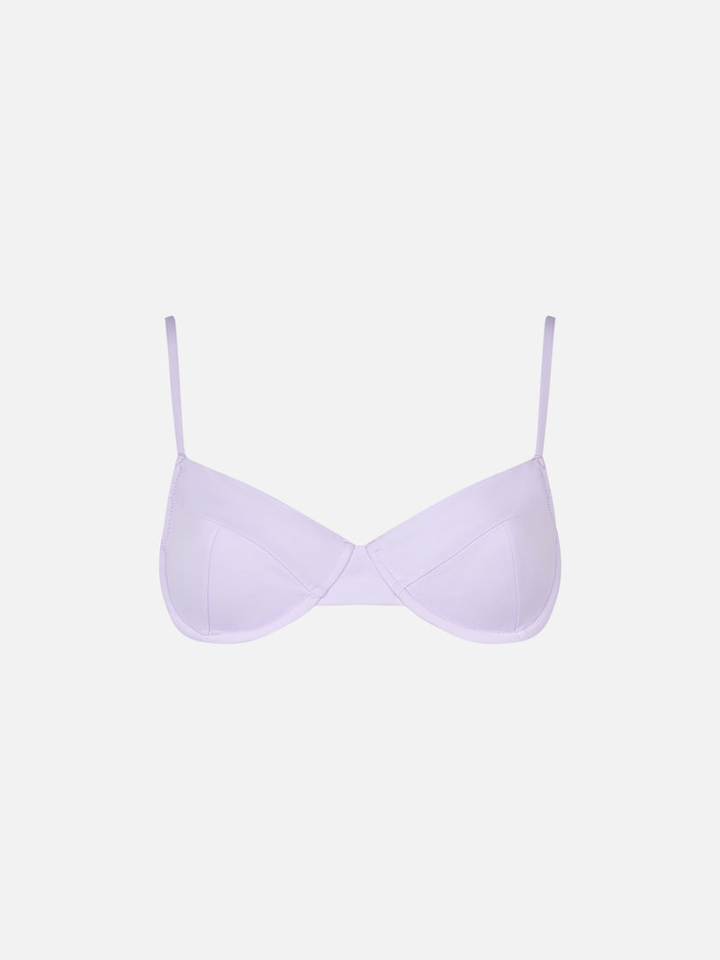 Fliederfarbener Bralette-Badeanzug für Damen mit Bügeln