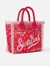 Borsa a spalla Vanity in canvas con stampa bandana rossa