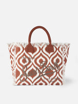 Vanity canvas shoulder bag with ikat print