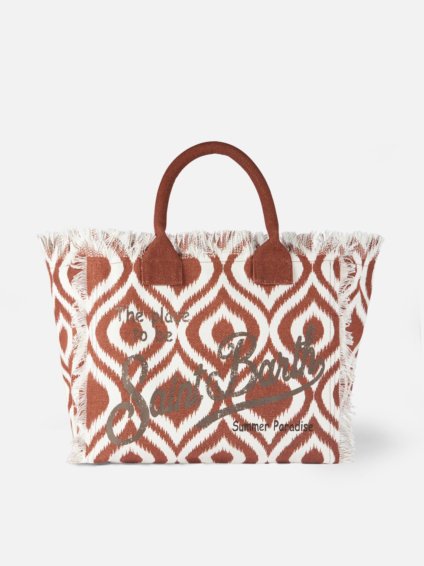Vanity canvas shoulder bag with ikat print