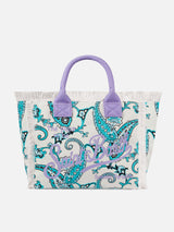 Vanity canvas shoulder bag with paisley print