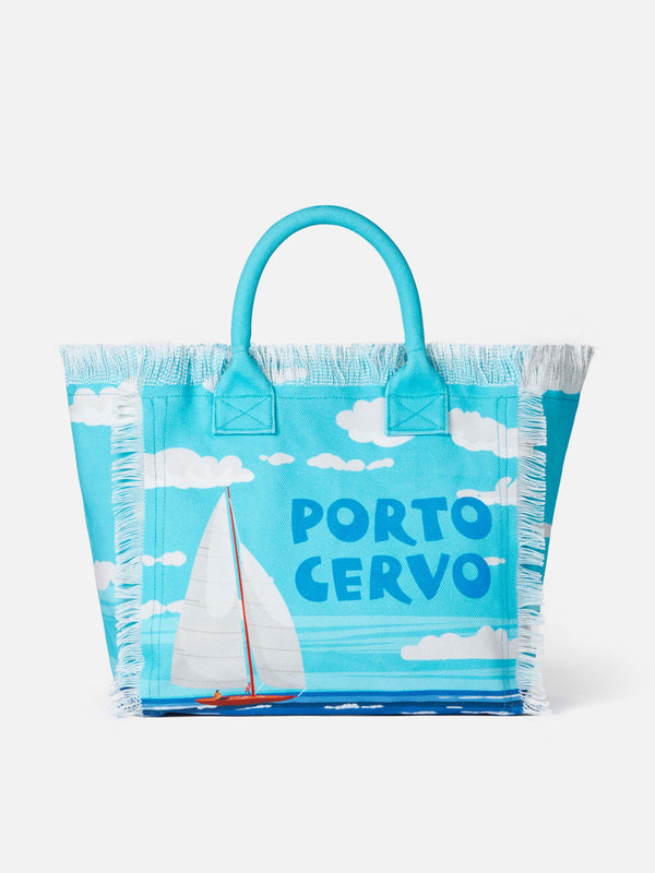 Vanity canvas shoulder bag with Porto Cervo print