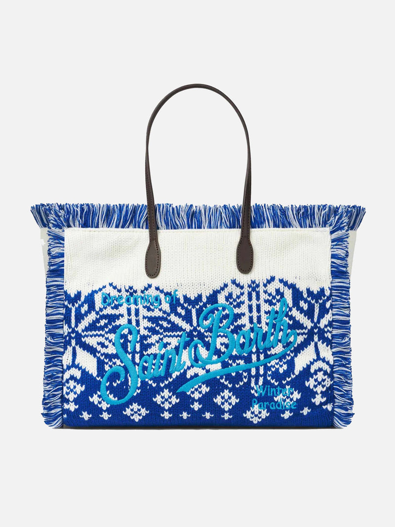 Vanity wooly shoulder bag with nordic pattern