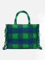 Borsa a spalla blanket Vanity con check verde e blu