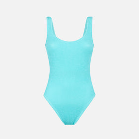Wassergrüner Crinkle-Badeanzug für Damen