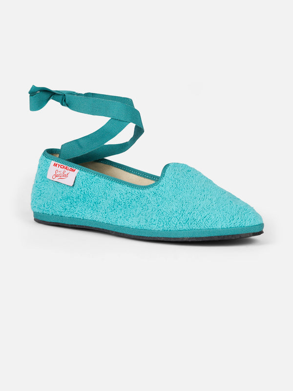 Woman aquamarine terry slipper loafers | MY CHALOM SPECIAL EDITION