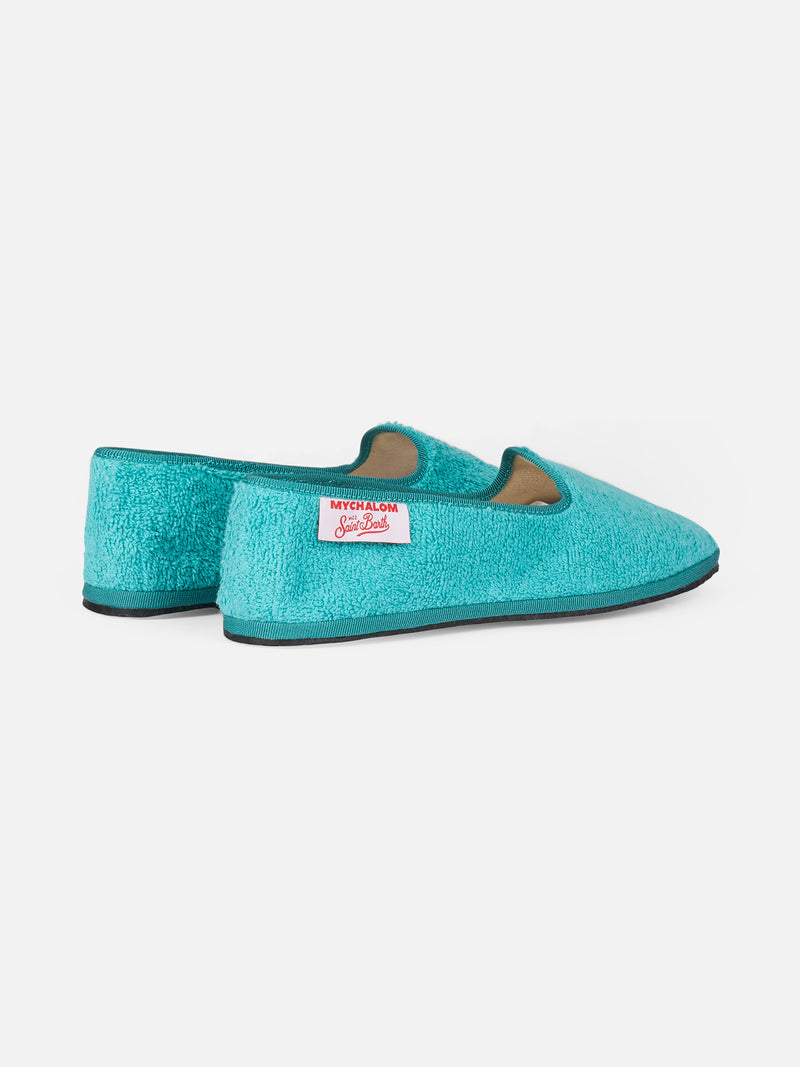 Mocassino pantofola da donna in spugna acquamarina | MY CHALOM SPECIAL EDITION