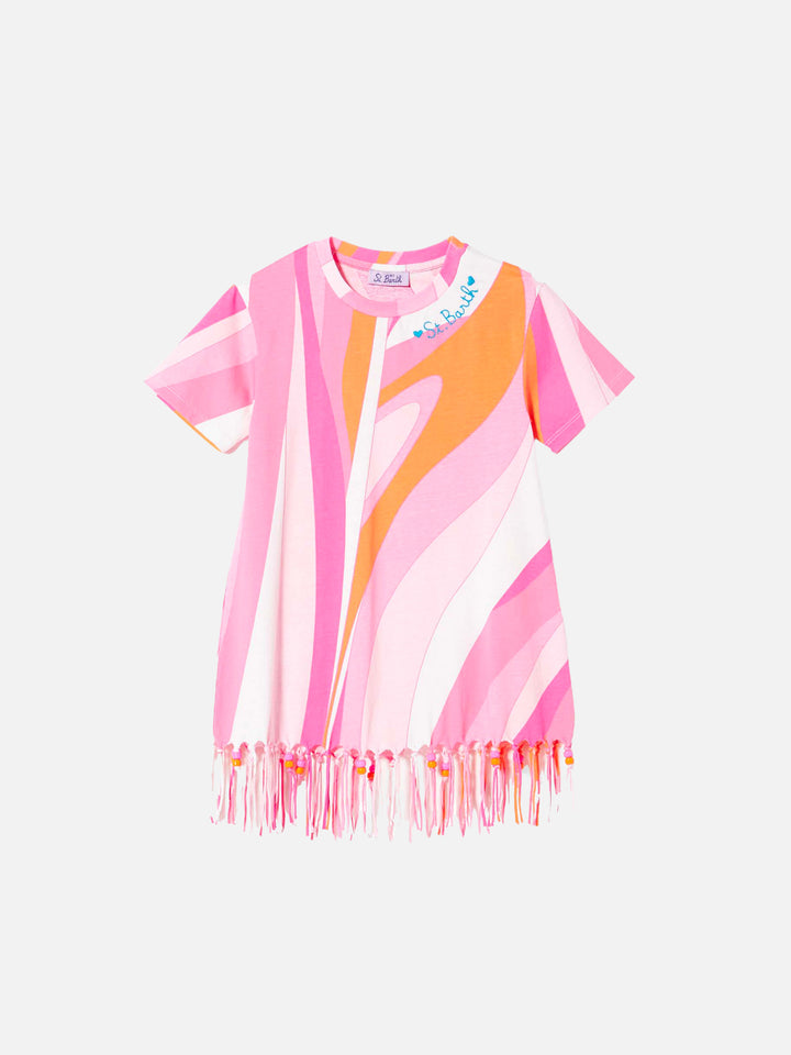 Girl cotton dress with fringes and charms