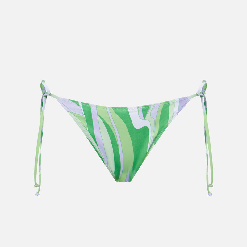 Woman swim briefs with multicolor wave print