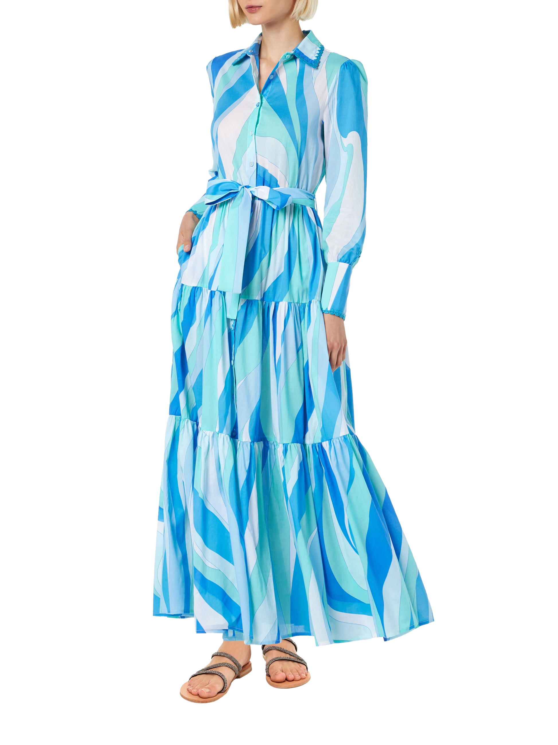 Woman long dress Jensen with wave print - MC2 Saint Barth