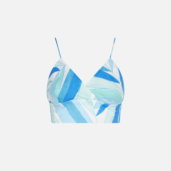Printed linen bralette top