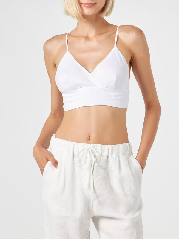 White linen bralette top