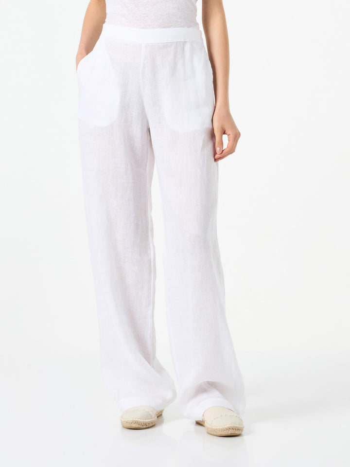 Damenhose aus weißem Leinen