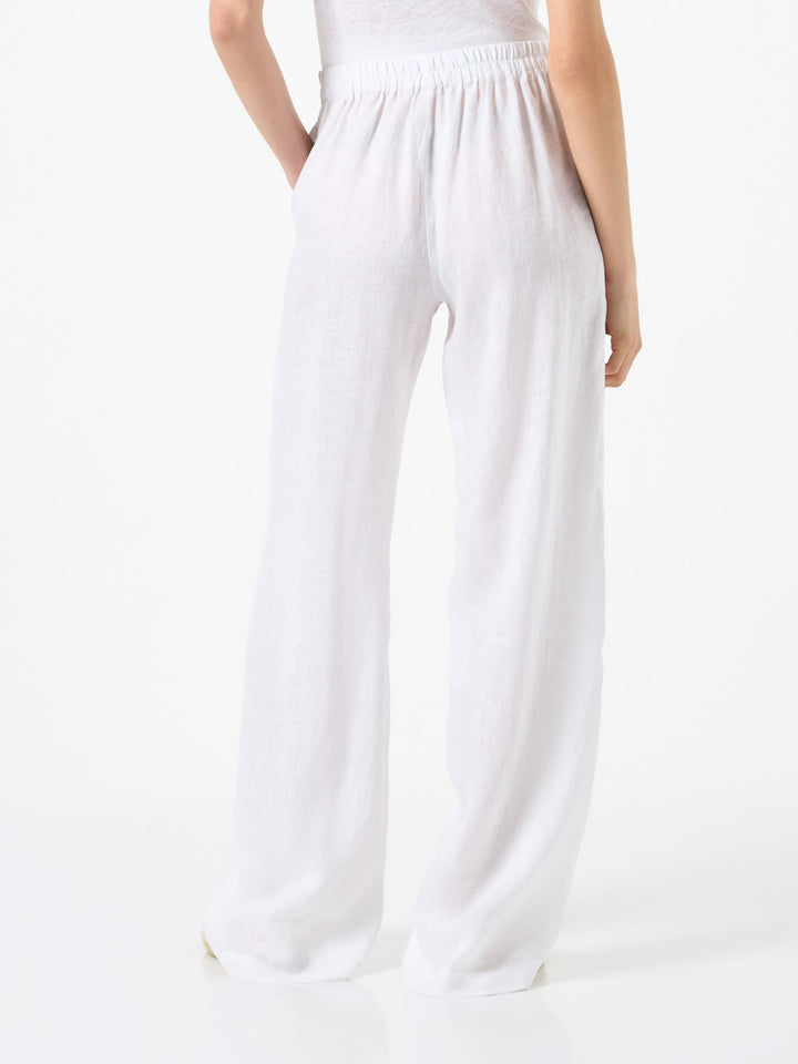 Damenhose aus weißem Leinen