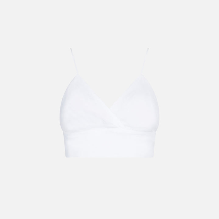 Weißes Bralette-Oberteil aus Leinen