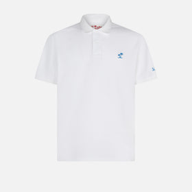 White piquet polo with St. Barth logo with vintage effect - MC2 Saint Barth