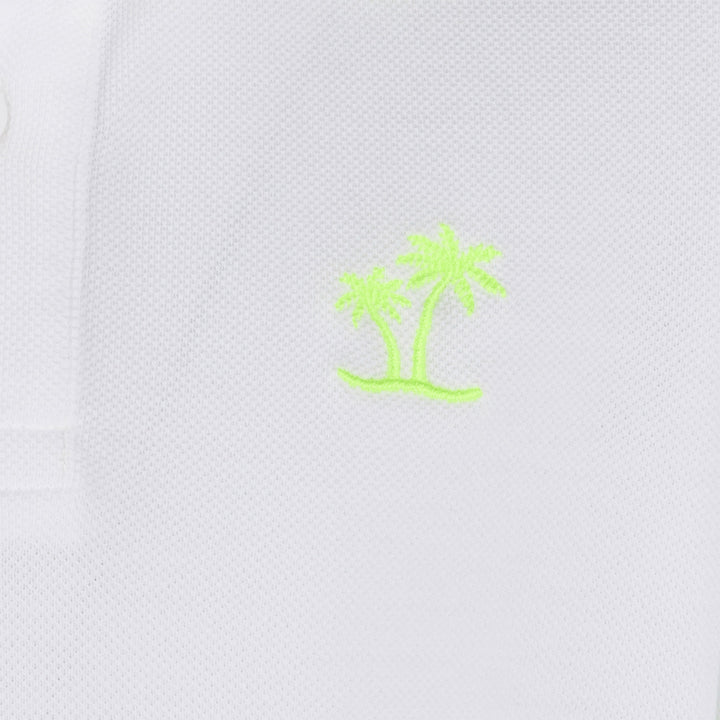 Boy white piquet polo with yellow fluo St. Barth logo - MC2 Saint Barth