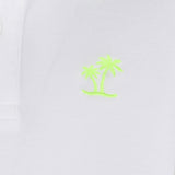 Polo da bambino in piquet bianco con logo St. Barth giallo fluo