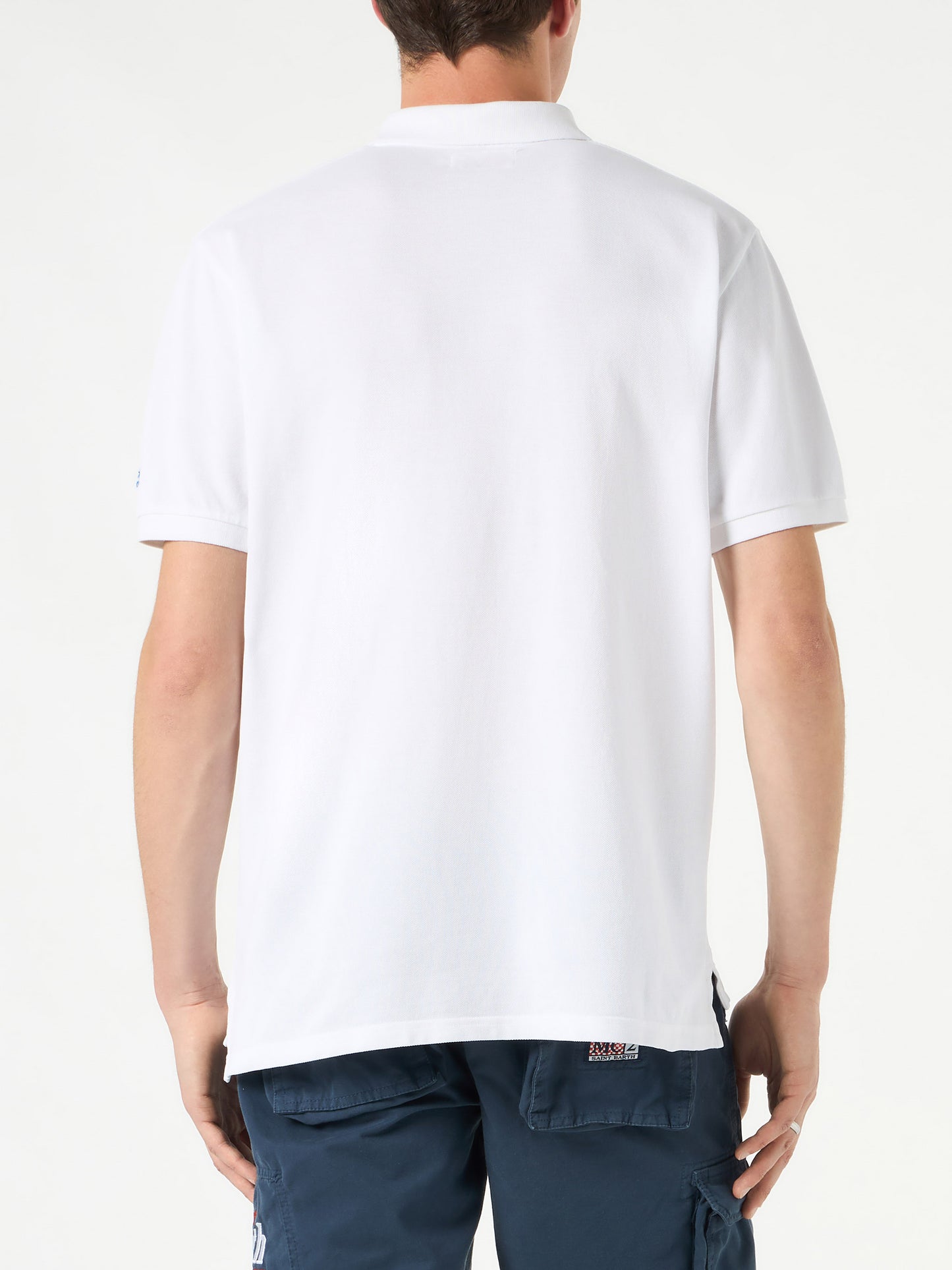 White piquet polo with St. Barth logo with vintage effect - MC2 Saint Barth