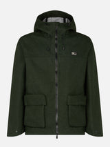 Man hooded green windbreaker jacket