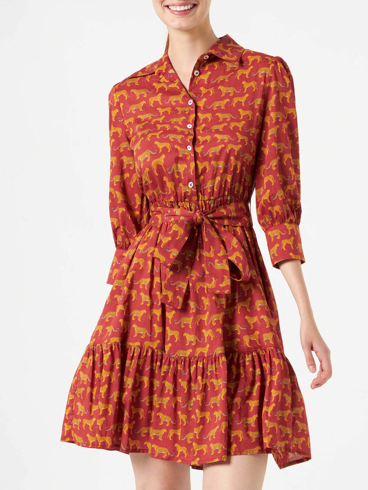 Animalier print cotton short dress Daisi with embroideries - MC2 Saint Barth