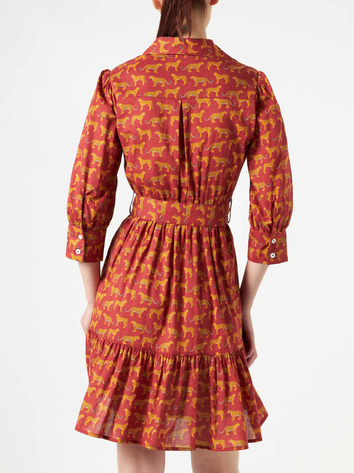 Animalier print cotton short dress Daisi with embroideries - MC2 Saint Barth