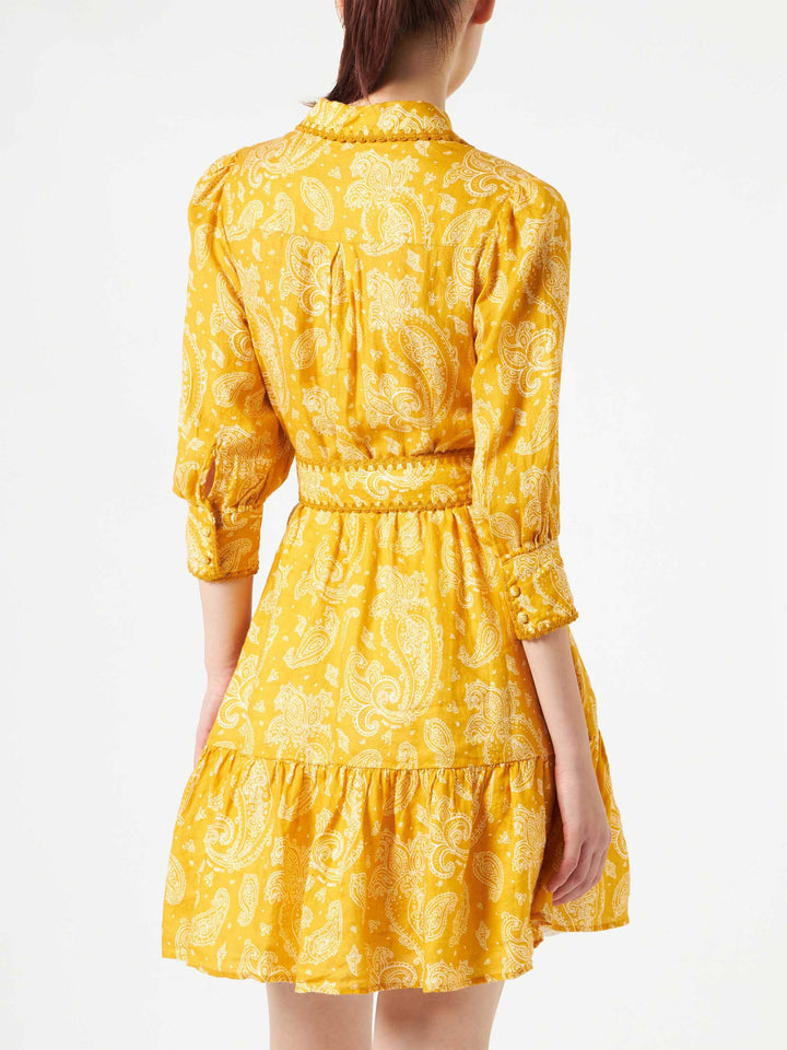 Paisley print linen short dress Daisi - MC2 Saint Barth