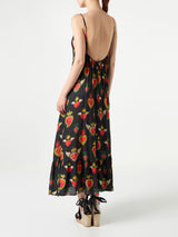 Secret heart print gown with shoulder straps