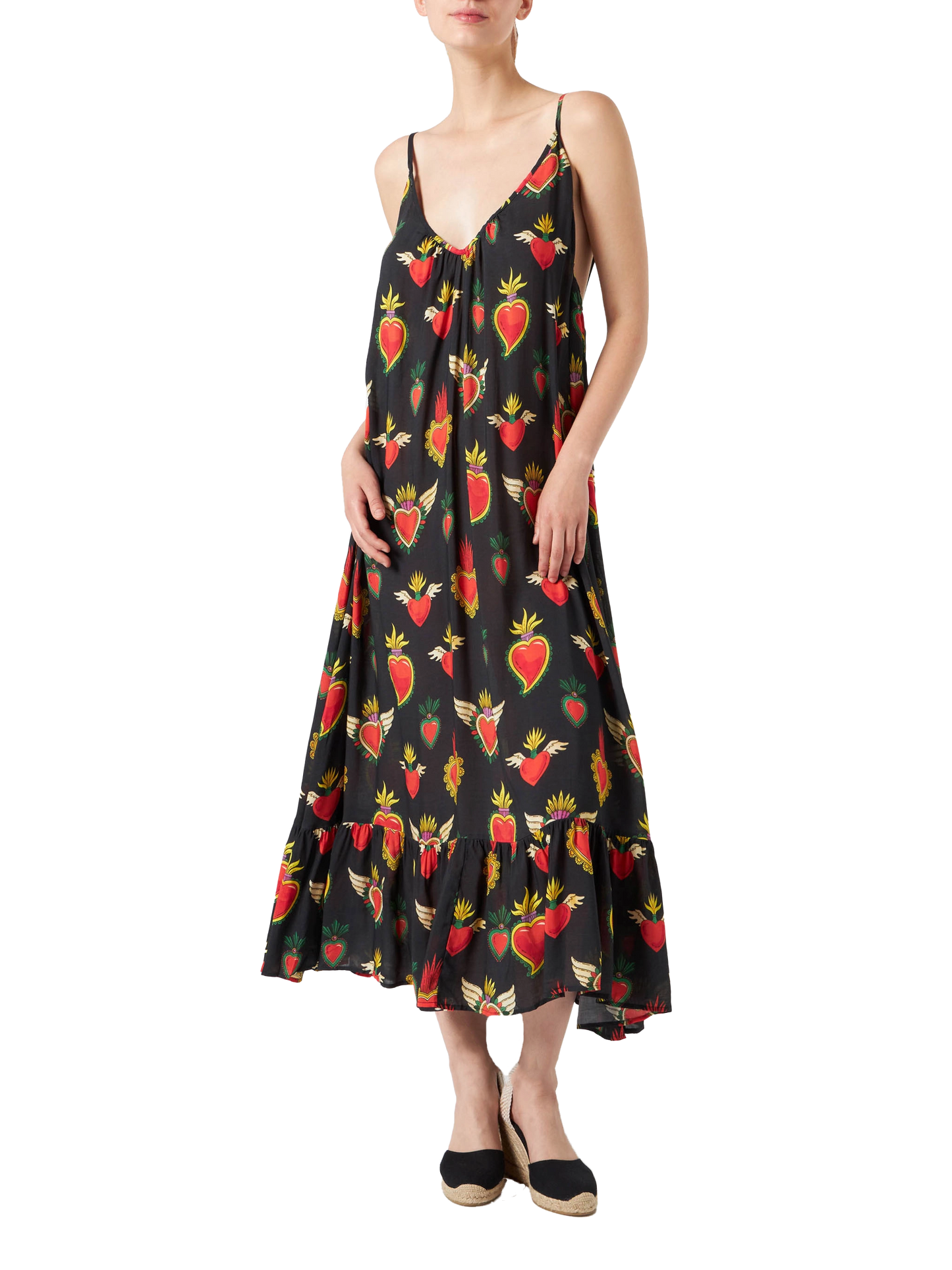 Abito con stampa cuori sacri con spalline