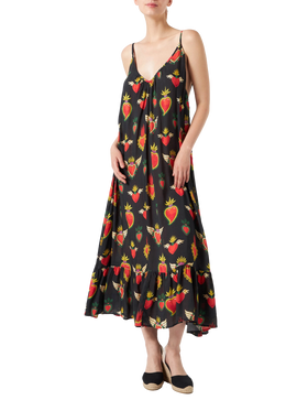 Abito con stampa cuori sacri con spalline