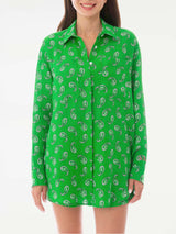 Camicia in lino paisley verde