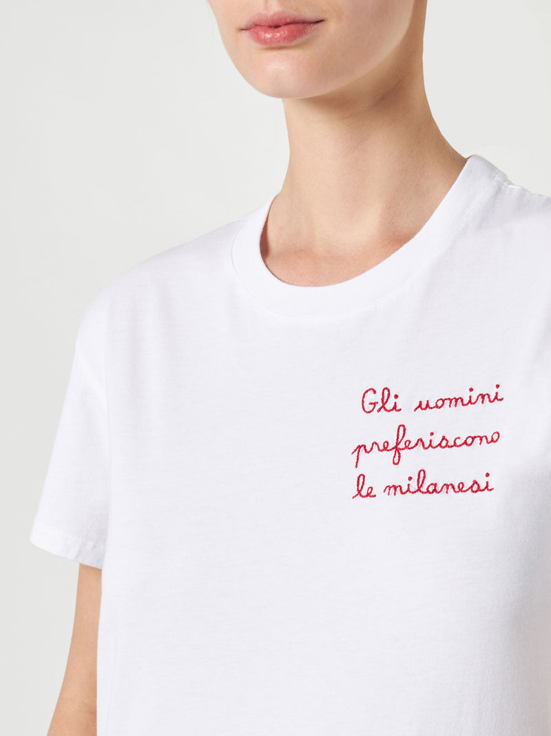 T-shirt da donna in cotone con ricamo | LA MILANESE EDIZIONE SPECIALE