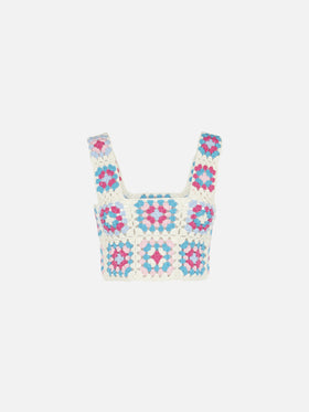 Top au crochet multicolore Halima 