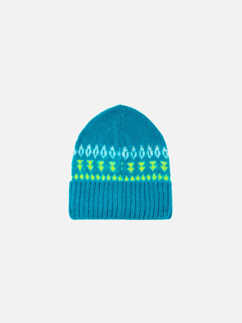 Woman ultra soft beanie with nordic jacquard