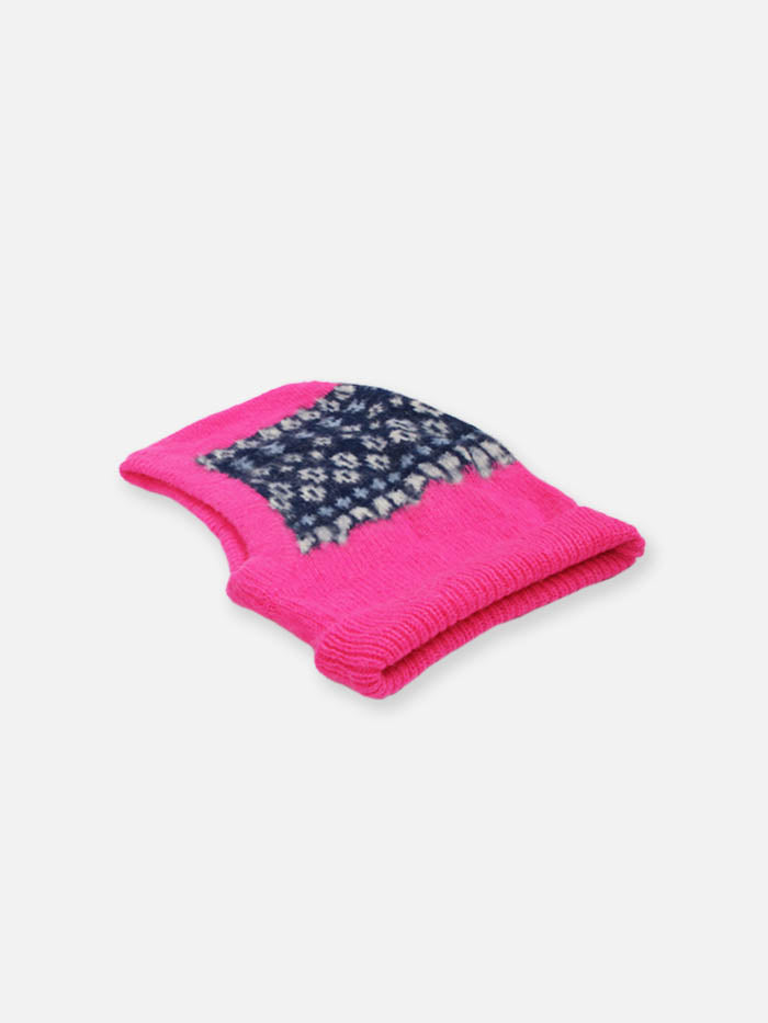 Ultraweiche Damen-Sturmhaube in Fluo-Rosa mit isländischem Muster