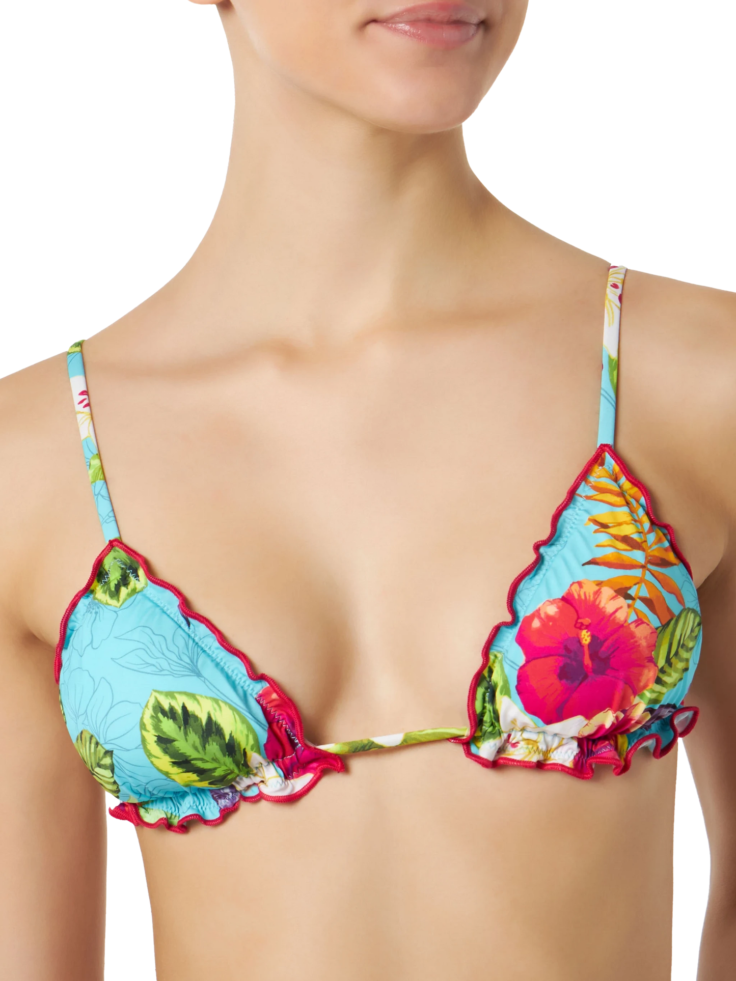 Woman triangle bikini with Ibiscus print