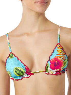 Damen-Triangel-Top mit Ibiskus-Print