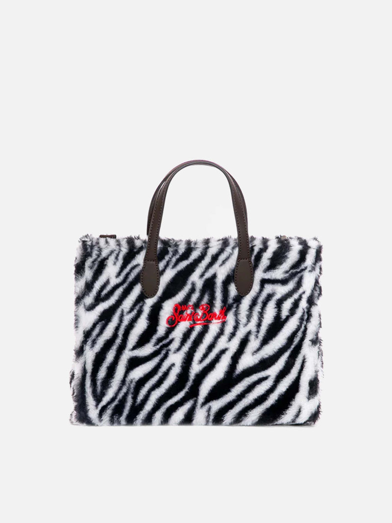 Zebra teddy fabric Vivian handbag