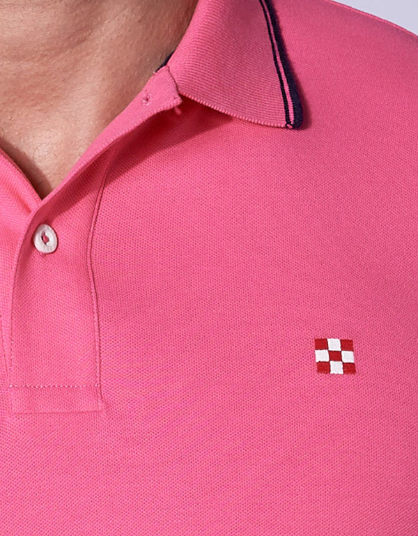 Rosa Fluo-Piquet-Poloshirt mit St. Barth-Karologo