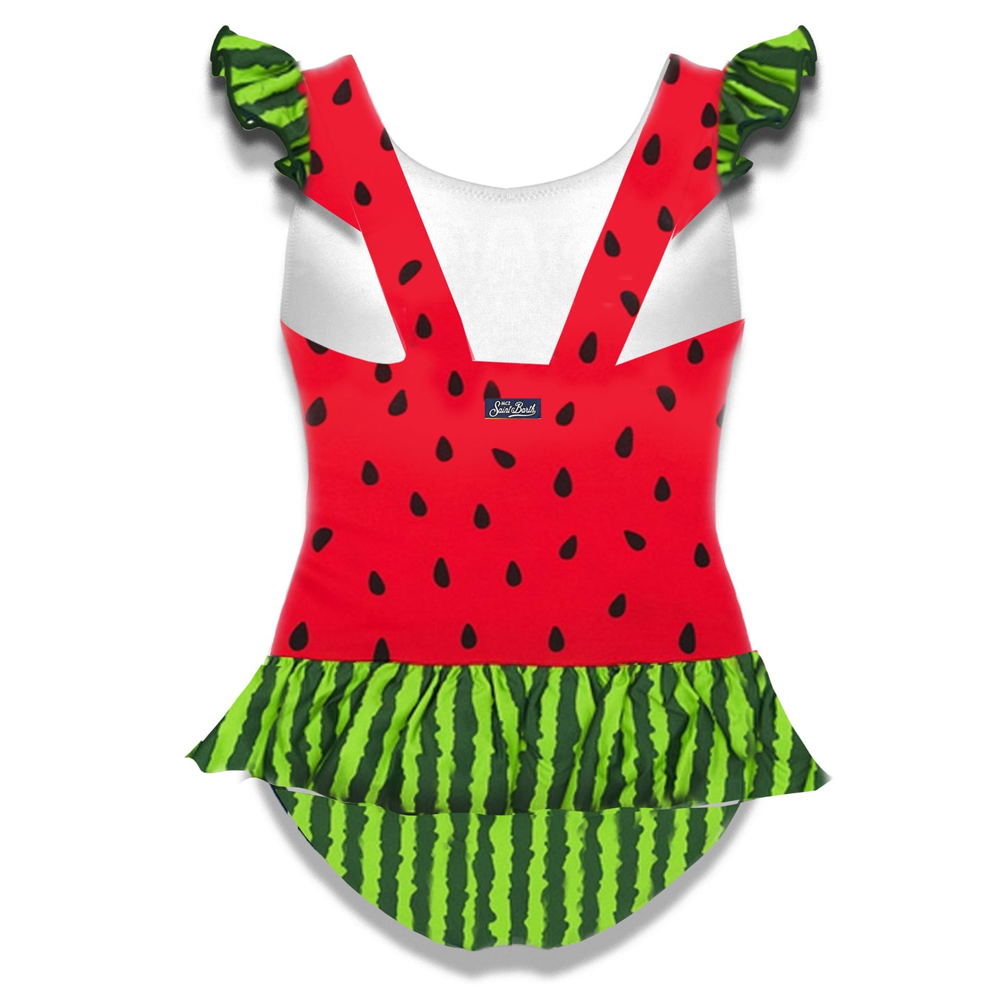 Girl ruffled one piece swimsuit with watermelon print - MC2 Saint Barth