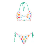 Bandeau-Bikini für Damen mit Gänseblümchen-Print