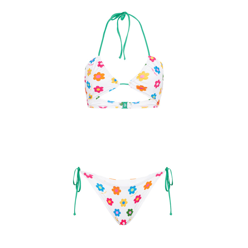 Bandeau-Bikini für Damen mit Gänseblümchen-Print