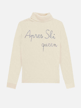 Woman turtleneck sweater Apres Ski queen lurex embroidery