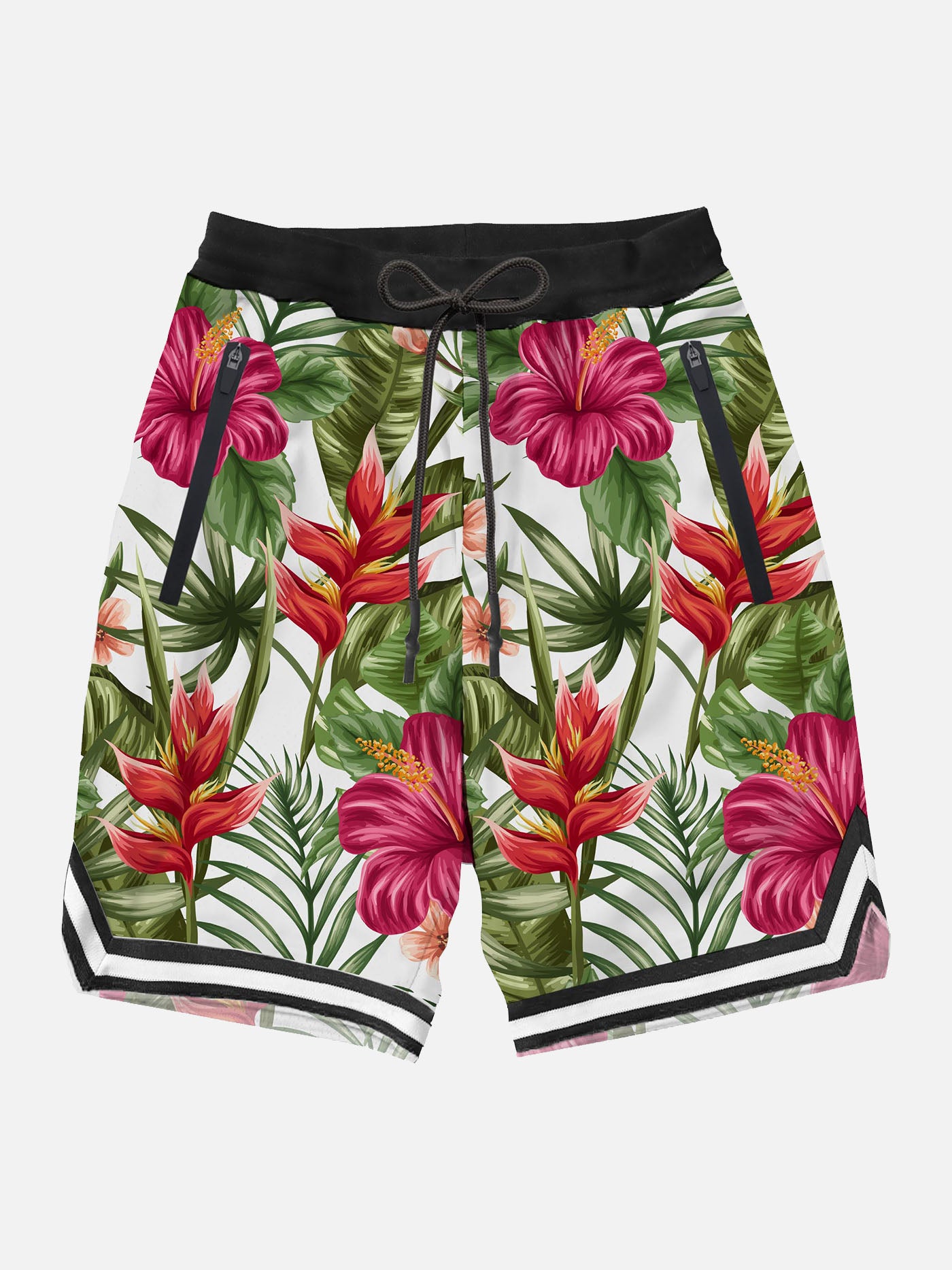 Tropical print swim shorts surf style