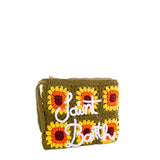 Parisienne crochet pouch bag with sunflower embroidery